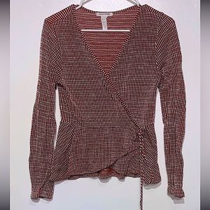 Large Rust V neck long sleeve blouse